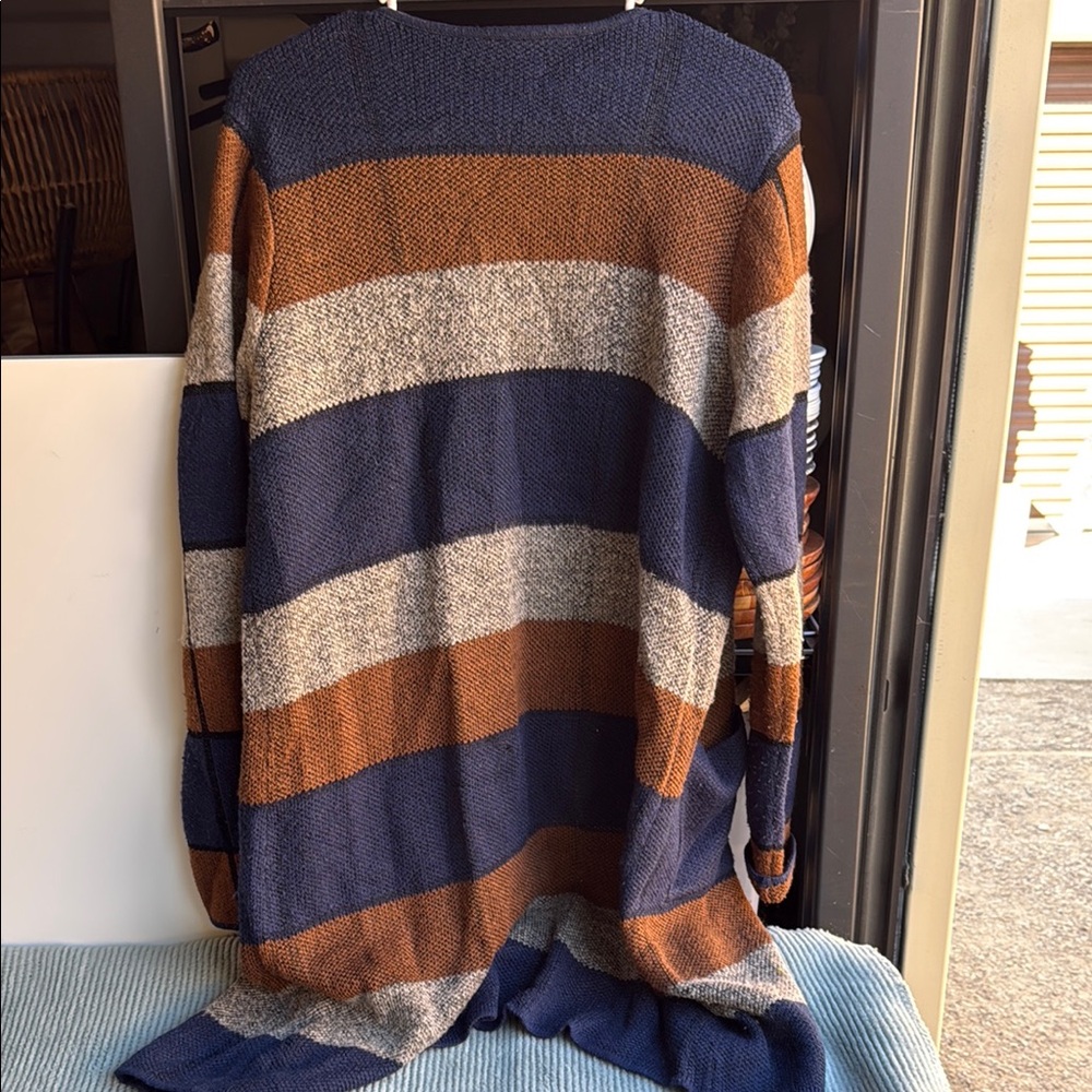 Apt. 9 Blue and Brown Striped Cardigan Sweater - Picture 3 of 3